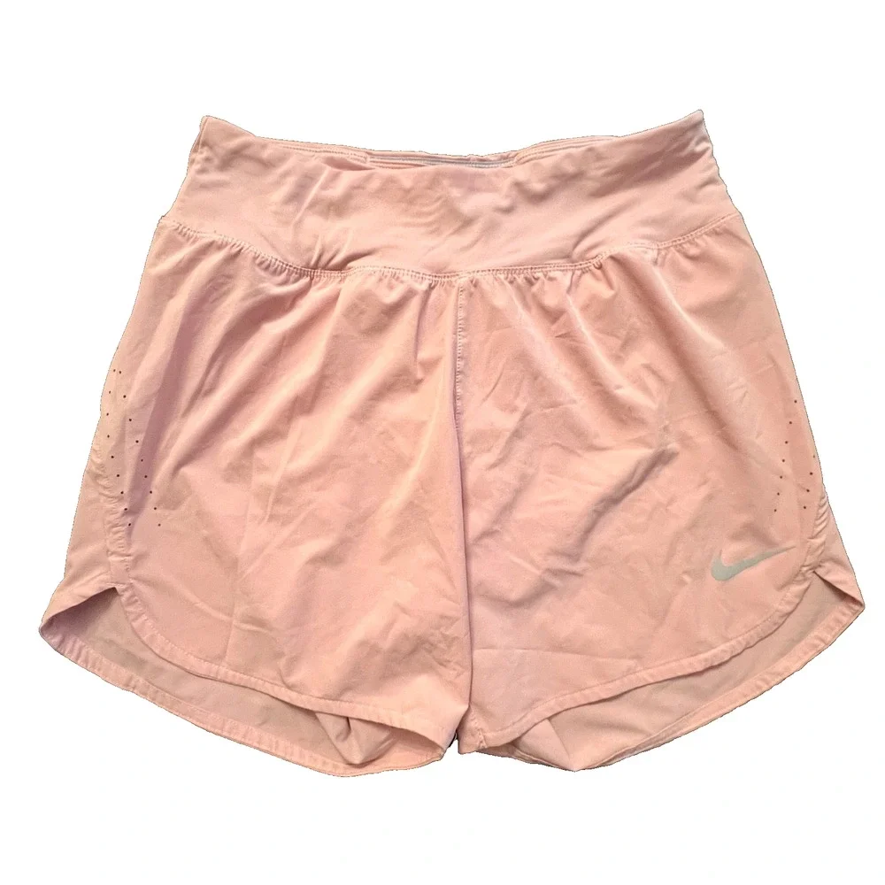 Nike Dri-Fit Lined Running Shorts in Peach / Blush Pink (Women's Small)